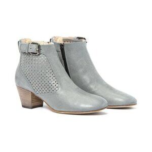 Aquatalia Francie Gray Leather Laser Cut Ankle Bootie Size 7.5